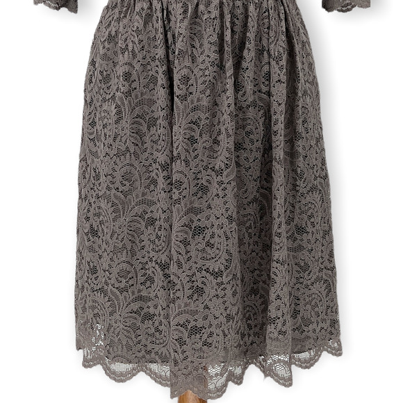 Jenny Yoo Dress Womens 12 Gray Marquis Lace A Line Formal Cocktail Ladies - Picture 3 of 11